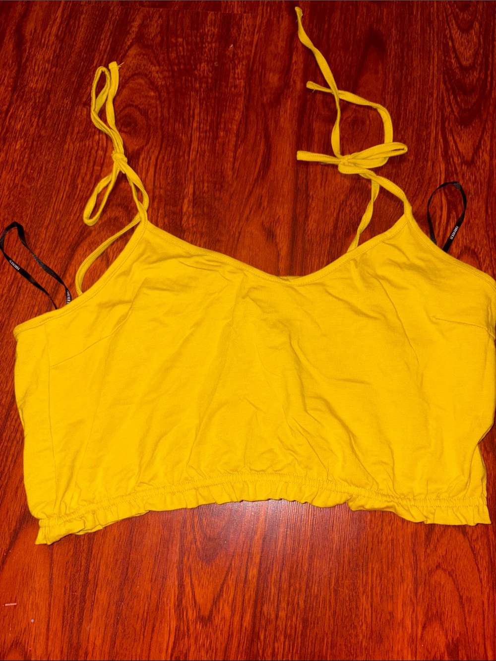 Forever 21 Bright Yellow Tie-Strap Crop Top